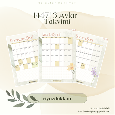 1447 | 3 Aylar Takvimi (Ücretsiz İndirilebilir)