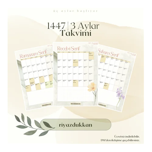 1447 | 3 Aylar Takvimi (Ücretsiz İndirilebilir)