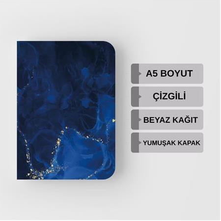 Lacivert Mermer – Çizgili A5 Boyut Defter