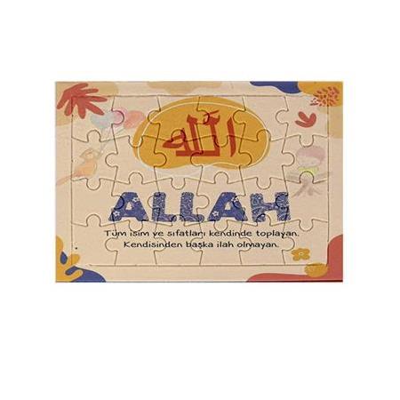 Allah (C.C.) - Çocuklar İçin 24 Parçalı A5 boyut Puzzle, Yapboz