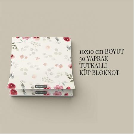Kırmızı Gül | Tutkallı Küp Bloknot (10x10cm) , 50 Yaprak