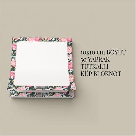 Gülpembe | Tutkallı Küp Bloknot (10x10cm) , 50 Yaprak