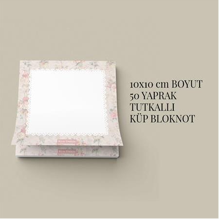 KremÇiçek | Tutkallı Küp Bloknot (10x10cm) , 50 Yaprak