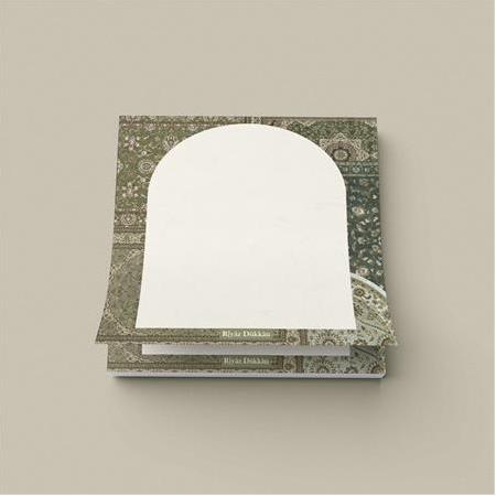 Yeşil Etnik | Tutkallı Küp Bloknot (10x10cm) , 50 Yaprak