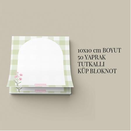 Yeşil Pötikare | Tutkallı Küp Bloknot (10x10cm) , 50 Yaprak