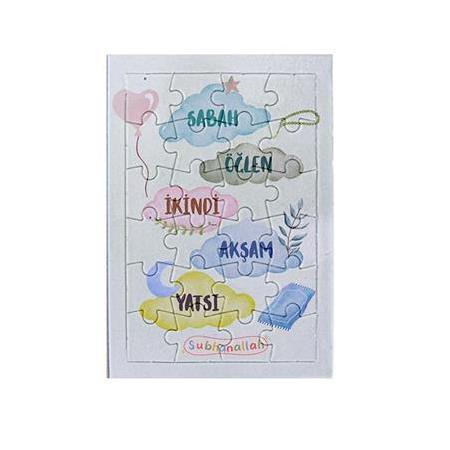 Namaz Vakitleri - Çocuklar İçin 24 Parçalı A5 boyut Puzzle, Yapboz