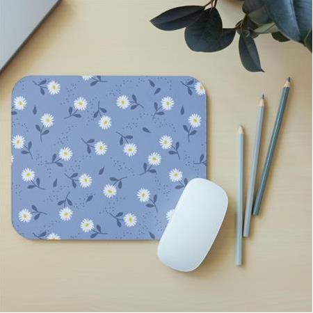 Papatya Mavi Zemin  - Dikdörtgen Mouse Pad, 17,5 cm x 19,50 cm