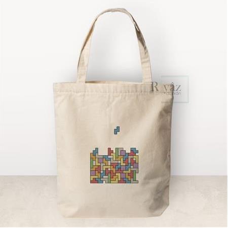 Tetris 2 - Baskılı Bez Omuz Çantası (35x40 cm)