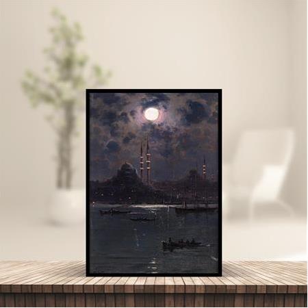 İstanbul Gece - Masaüstü, Duvar Çerçevesi, 14cmx19,50cm, A5 Boyut