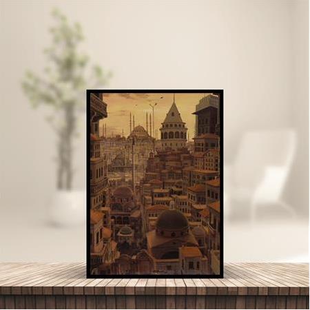 İstanbul Nostalji - Masaüstü, Duvar Çerçevesi, 14cmx19,50cm, A5 Boyut