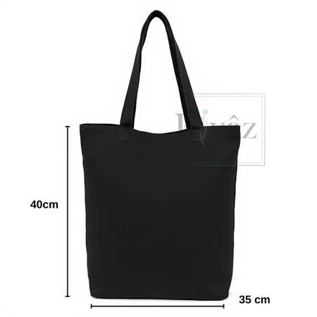 Yoksa İnsan - DTF Baskılı Yıkanabilir Siyah Gabardin Bez Omuz Çantası (35x40 cm)