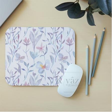 Mor Çiçekler - Dikdörtgen Mouse Pad, 17,5 cm x 19,50 cm