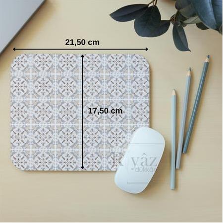 Krem Mozaik  - Dikdörtgen Mouse Pad, 17,5 cm x 19,50 cm