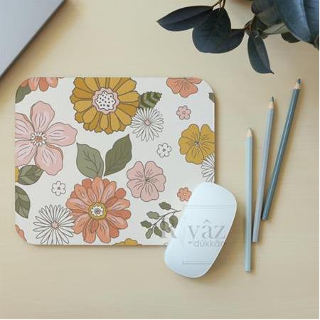 Renkli Çiçekler  - Dikdörtgen Mouse Pad, 17,5 cm x 19,50 cm