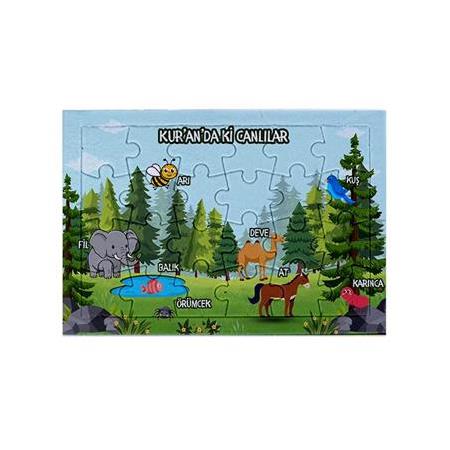 Kurandaki Canlılar - Çocuklar İçin 24 Parçalı A5 boyut Puzzle, Yapboz