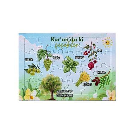 Kurandaki Çiçekler - Çocuklar İçin 24 Parçalı A5 boyut Puzzle, Yapboz